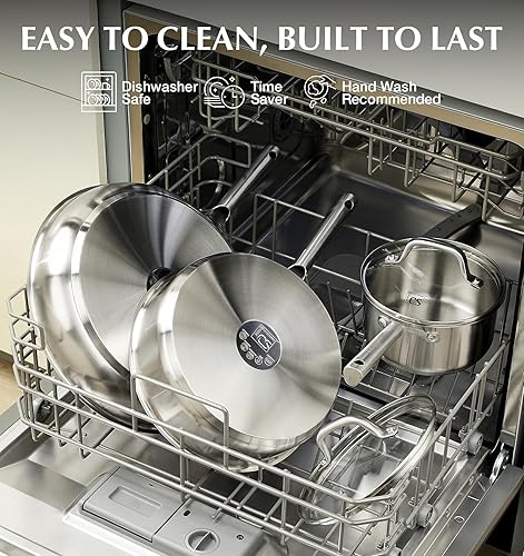 Miniatura 6 de KOCH SYSTEME CS Juego de utensilios de cocina de acero inoxidable de 17 piezas, juego profesional de ollas y sartenes de acero Stianless 1810, base