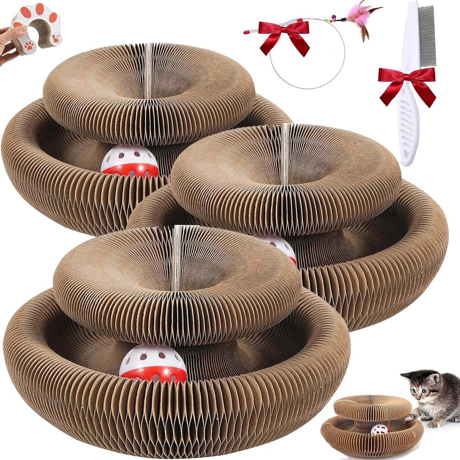 Cat Toy, 2026 New Magic Organ Cat Scratcher, Interactive Cat Toys for Indoor Cats, Send Hairbrush & Cats Stick, Protect Your Furniture for Cat, Kittens (3Pcs)