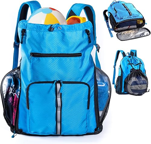 Mochila de playa grande impermeable a prueba de arena, bolsa de piscina con cordón de gran tamaño personalizada con compartimento para zapatos para