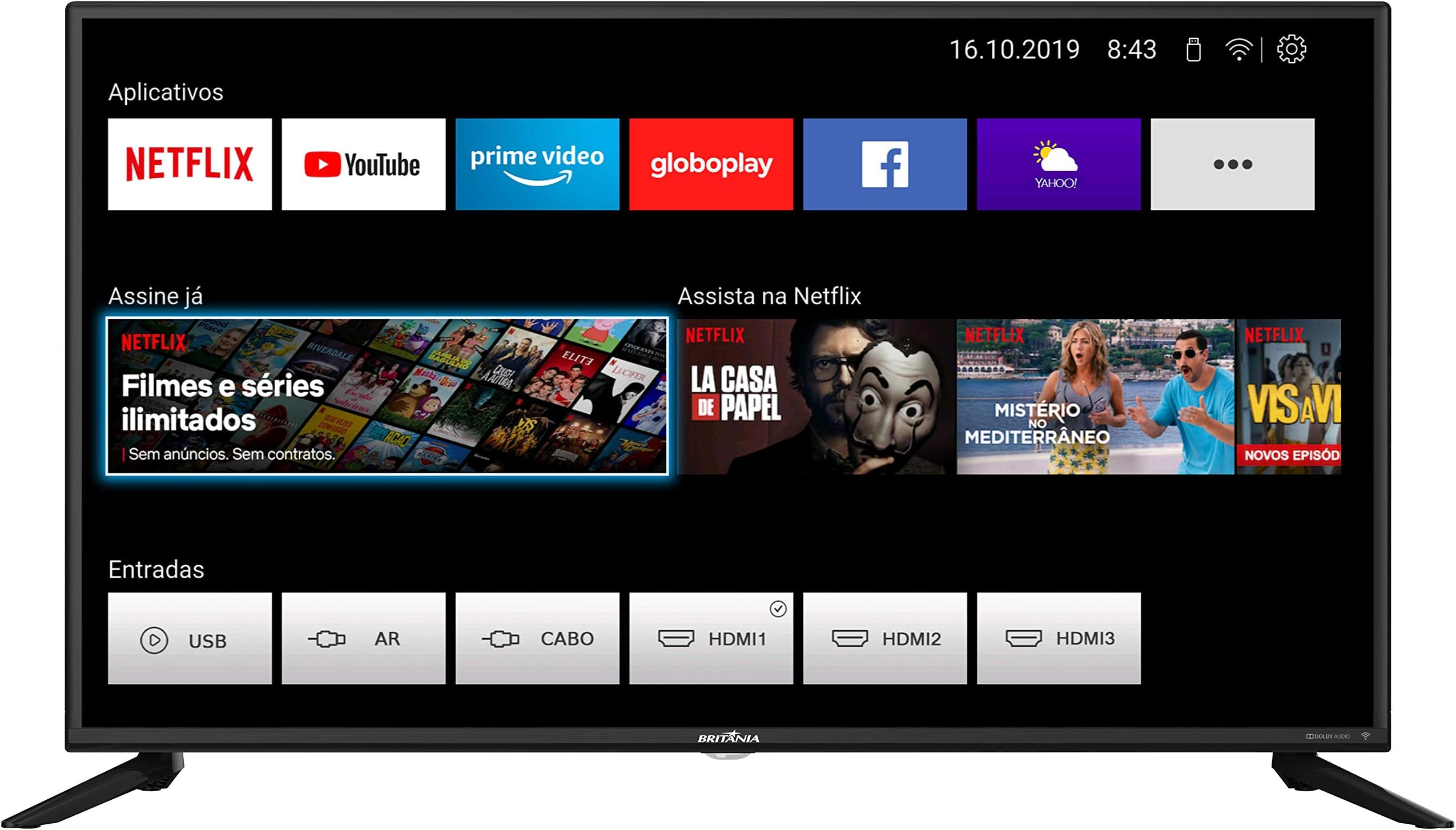 Smart TV LED, 42'' Polegadas, BTV42G70N5CF, Com conexão Wi-Fi, 2 ...