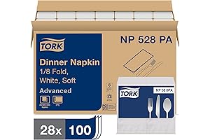 Dinner Napkins: Tork White Soft 1/8 Fold, Serving Perfection with Every Meal