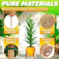 Vista 3 de Dimrom Paquete de 2 postes de musgo para monstera, 20 pulgadas, 12 pulgadas, con lazos de jardín de 67 pulgadas, postes para plantas trepadoras