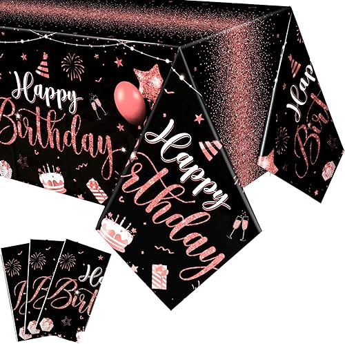 Tudomro 3 manteles rectangulares de plástico para decoración de fiesta de cumpleaños, para mujeres y hombres, suministros de fiesta de baby shower,