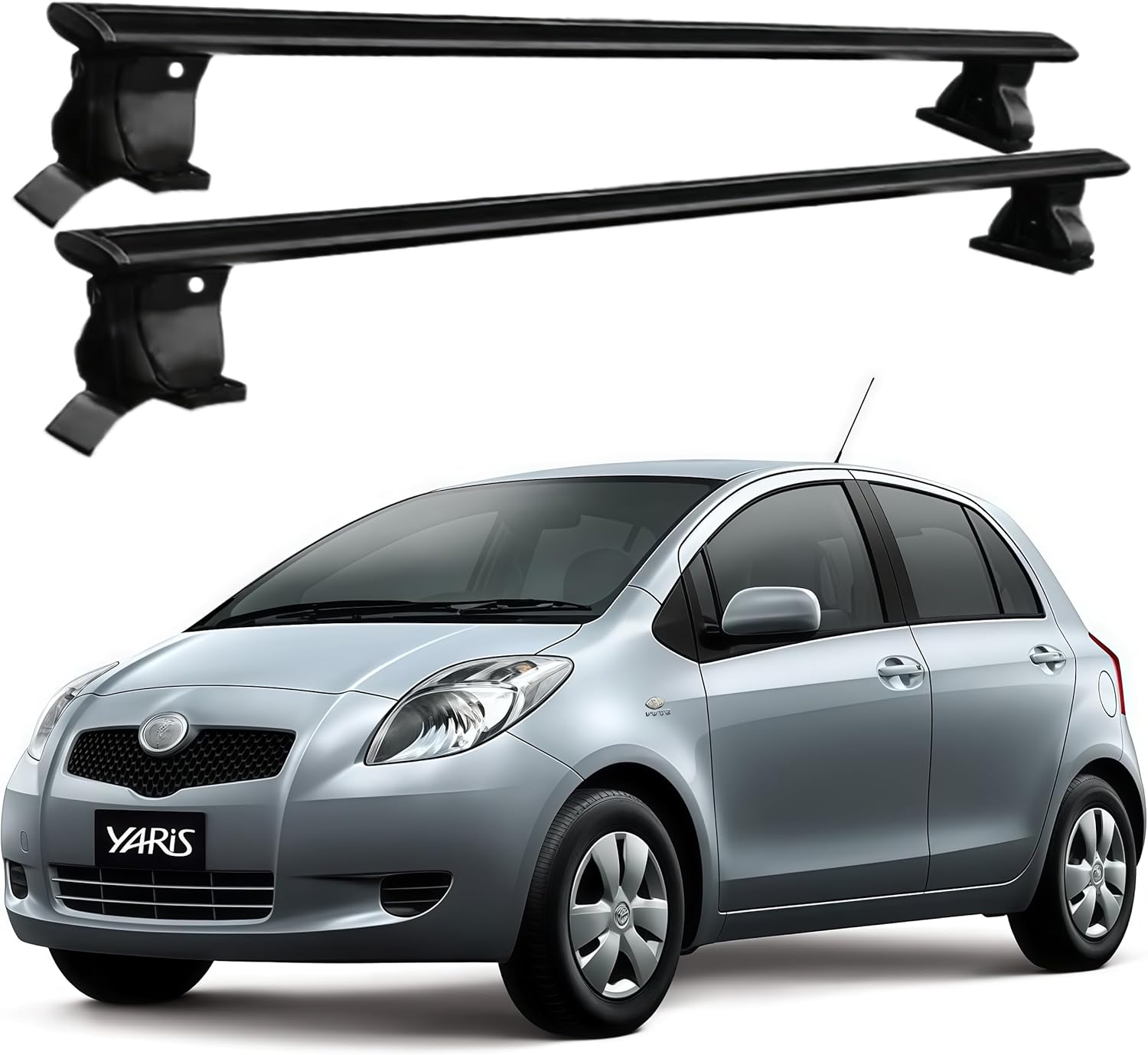 Crossbar Fit for Toyota Yaris XP90 2005-2012 Cross Bars Cargo Luggage Carrier Roof Rack Black Without Side Rail 2PCS Aluminum Anti Theft