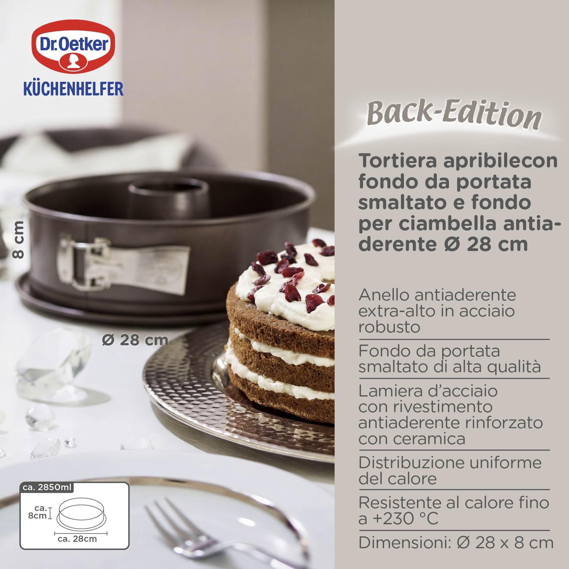 Dr. Oetker Spring Form, Acciaio, Marrone, 28 cm