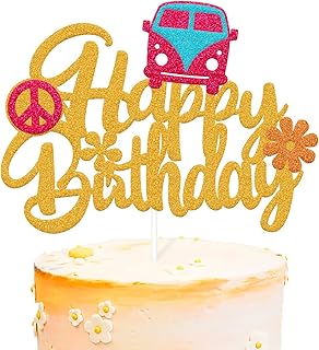 Hippie Birthday Cake Decorations Happy Birthday Groovy Cake Topper Hippie Boho Flower 60s Theme for Girl Two Groovy / One Groovy Baby Party Supplies
