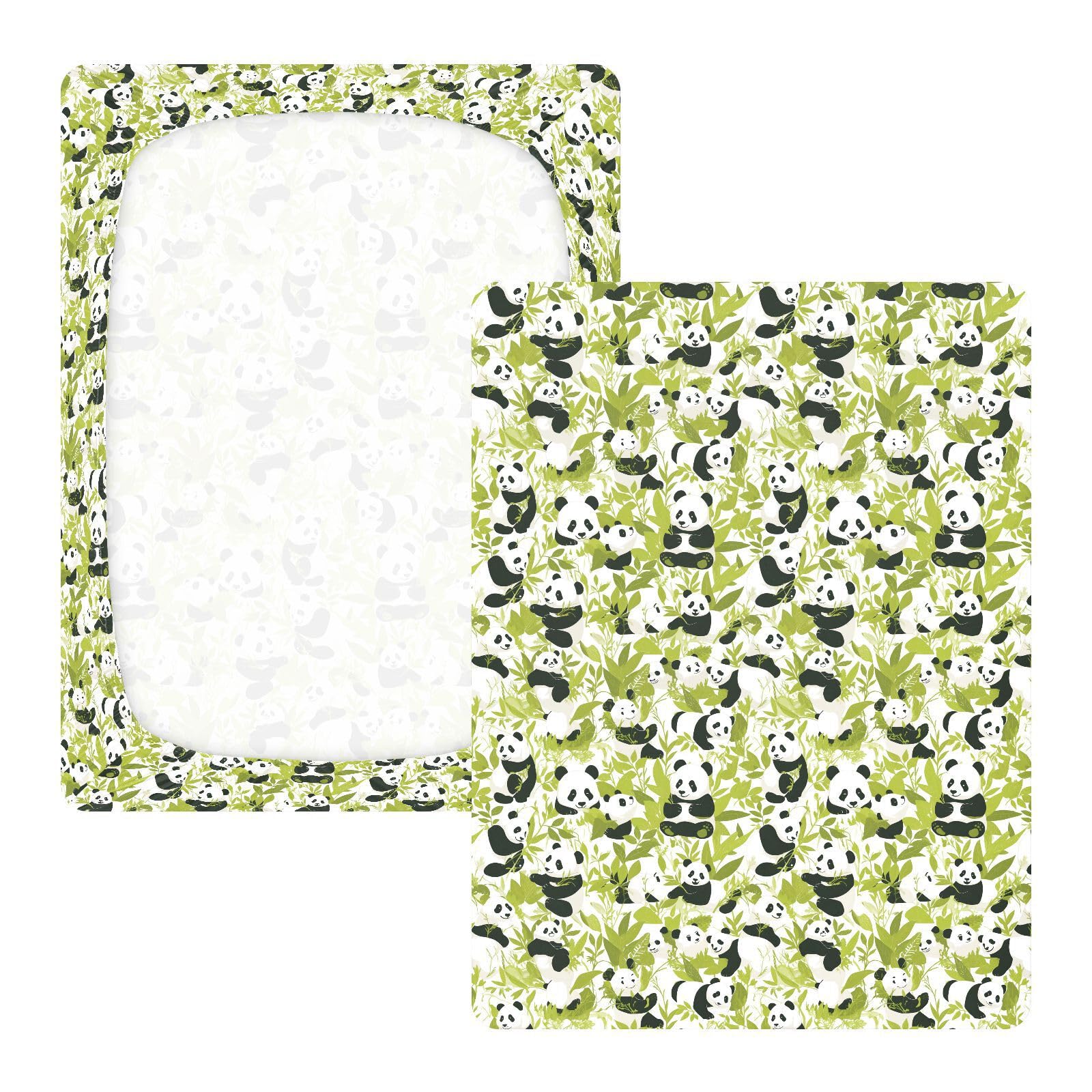 Sábanas de algodón para cuna de bebé, diseño de hojas de panda de dibujos animados, sábana de colchón suave para decoración de guardería, 1 paquete para corral de