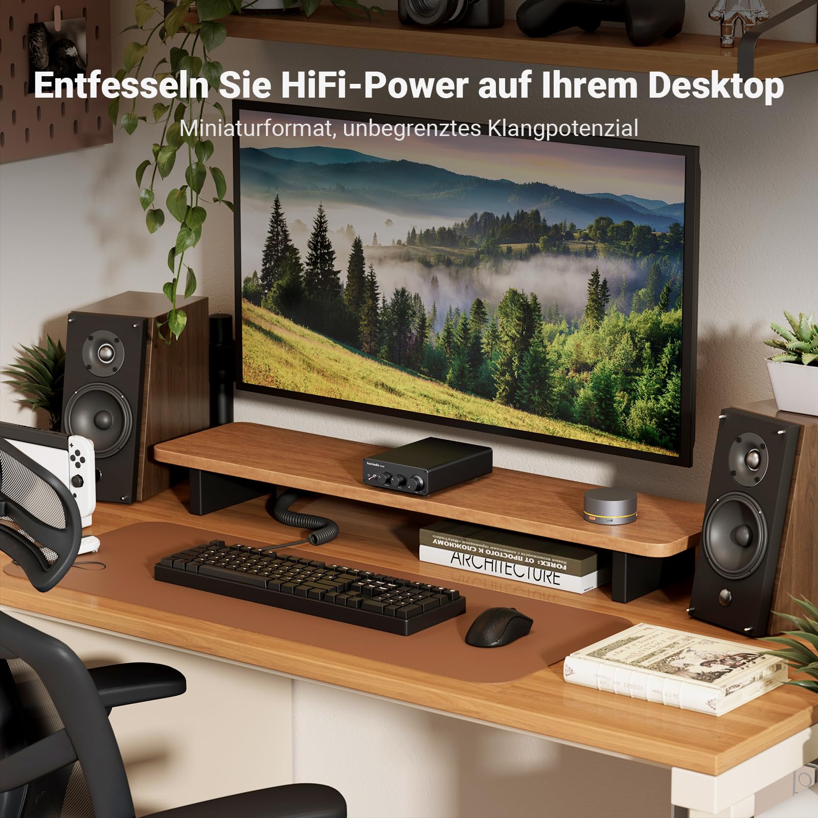 Fosi Audio TB10D 600 Watt TPA3255 Mini Verstärker HiFi Stereo Klasse D Verstärker Integrierter digitaler 2 Kanal Audioempfänger für Passive Heimlautsprecher mit Höhen- und Bassregelung