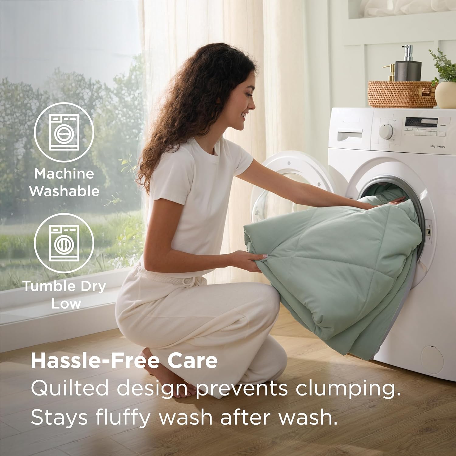 Bedsure King Size Comforter Set - 7 Pieces Reversible Sage Green Bedding, King Size Bed Set for All Seasons, Bed in a Bag with Down Alternative Comforter, Sheets, Pillowcases & Shams - Image 6