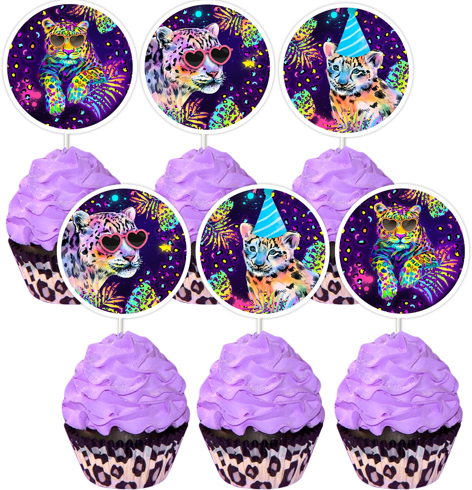 Leopard Birthday Decorations Jollyboom Cheetah Birthday Decorations - Pink  Cheetah Happy Birthday Cake Topper, Leopard Cupcake Topper For Jungle  Safari Party Animal Print Birthday Decorations, image size:1539x1600