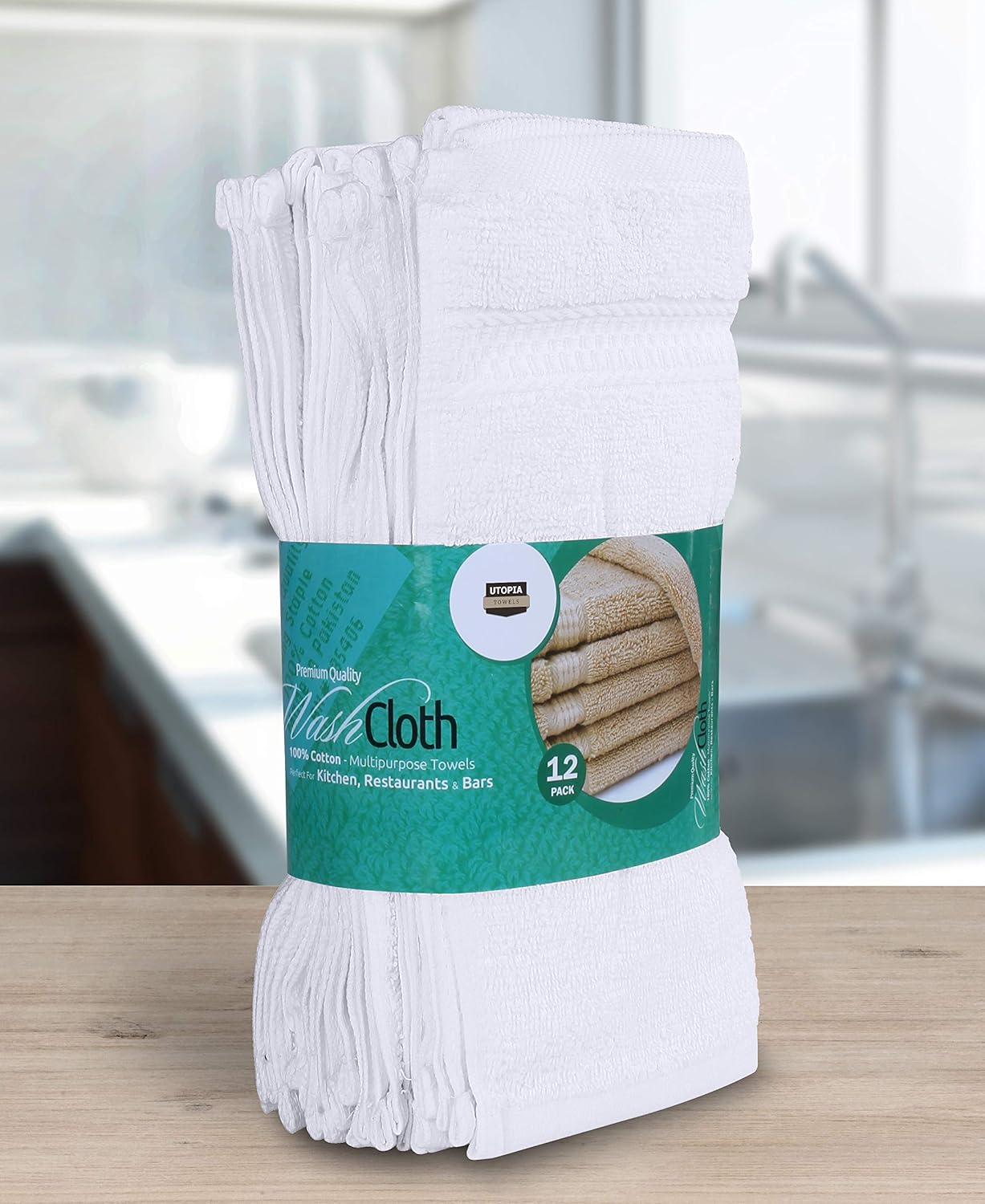 Utopia Towels Premium Washcloths Set (12 x 12 Inches, White) 600 GSM - 100% Cotton, Highly Absorbent and Soft Feel Towels (12-Pack) : Home & Kitchen