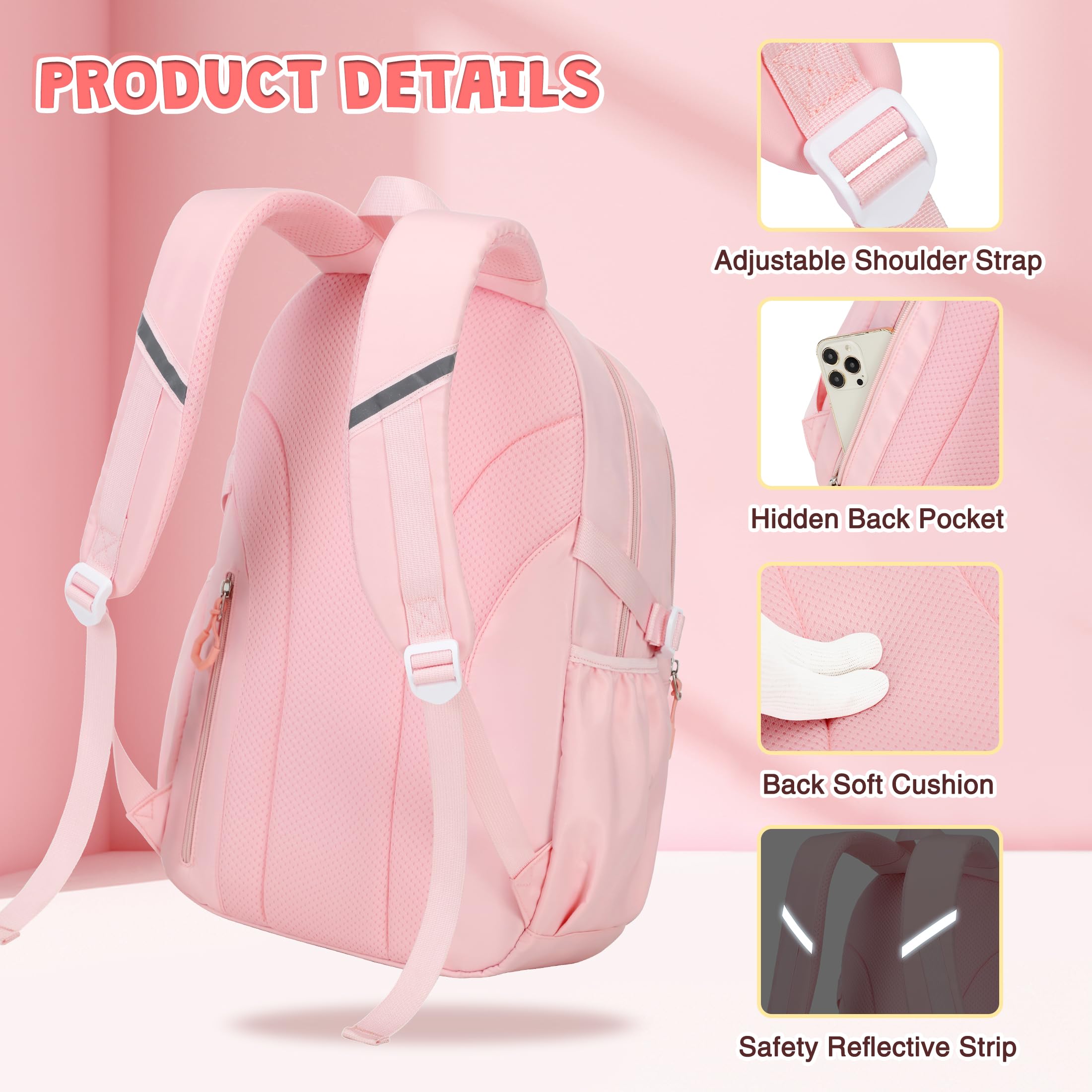 DIGOBAY Set zaino per la scuola per ragazze, zaino per bambini con astuccio portapranzo
