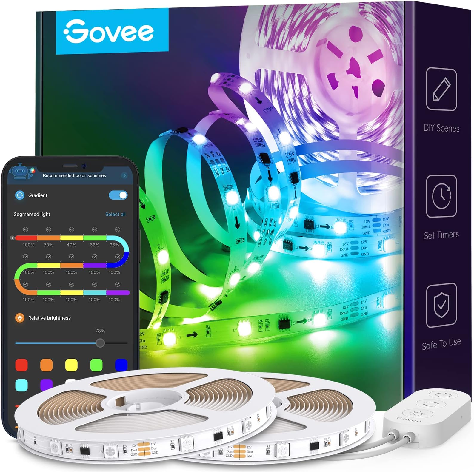 Govee RGBIC LED Strip Lights, 10m Bluetooth Segmented APP Control