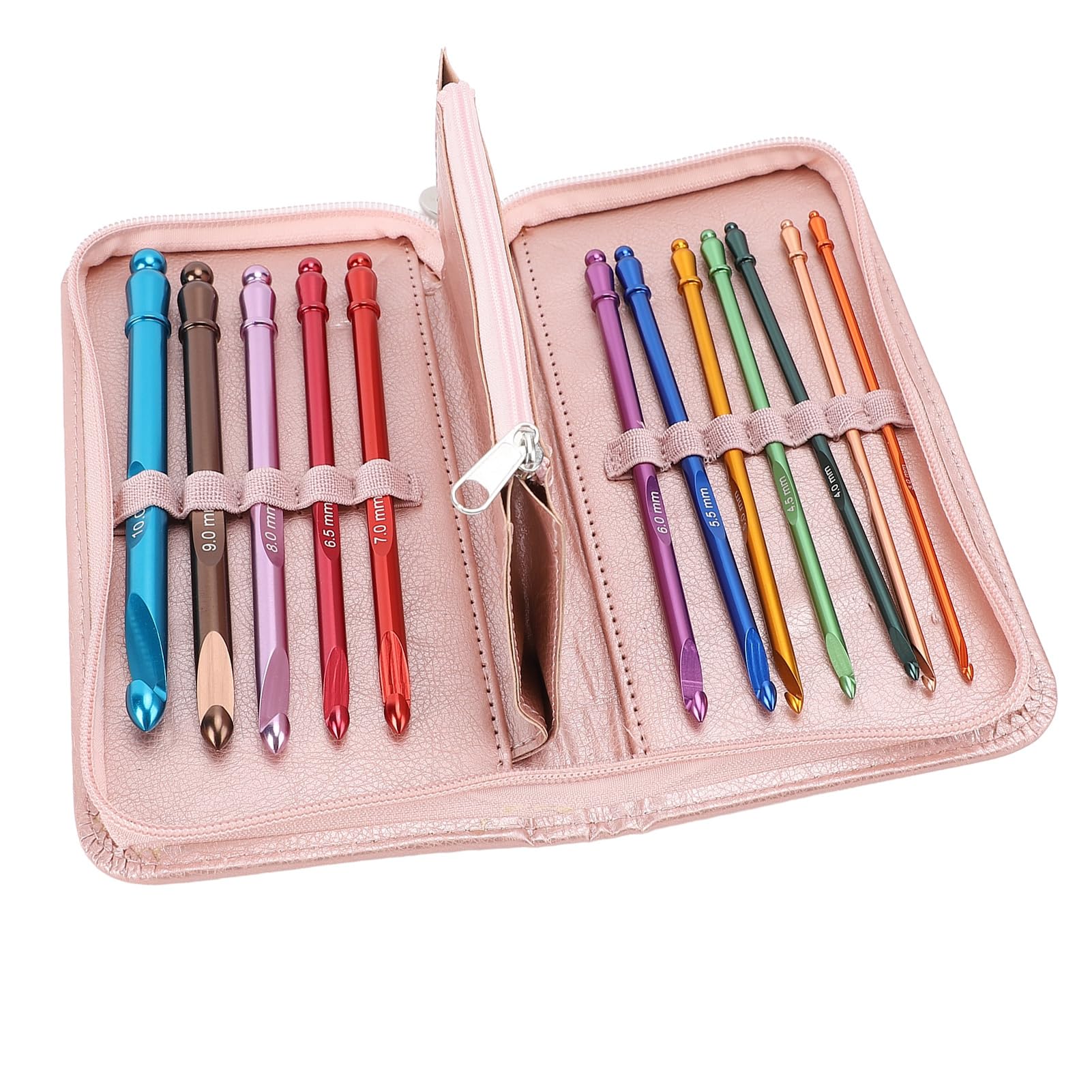 Generic Juego de Ganchos de Crochet de Aluminio, 12 Piezas, Diseño Ergonómico para un Uso Cómodo y Fácil Identificación, 3-10 Mm, 15 Cm de Largo