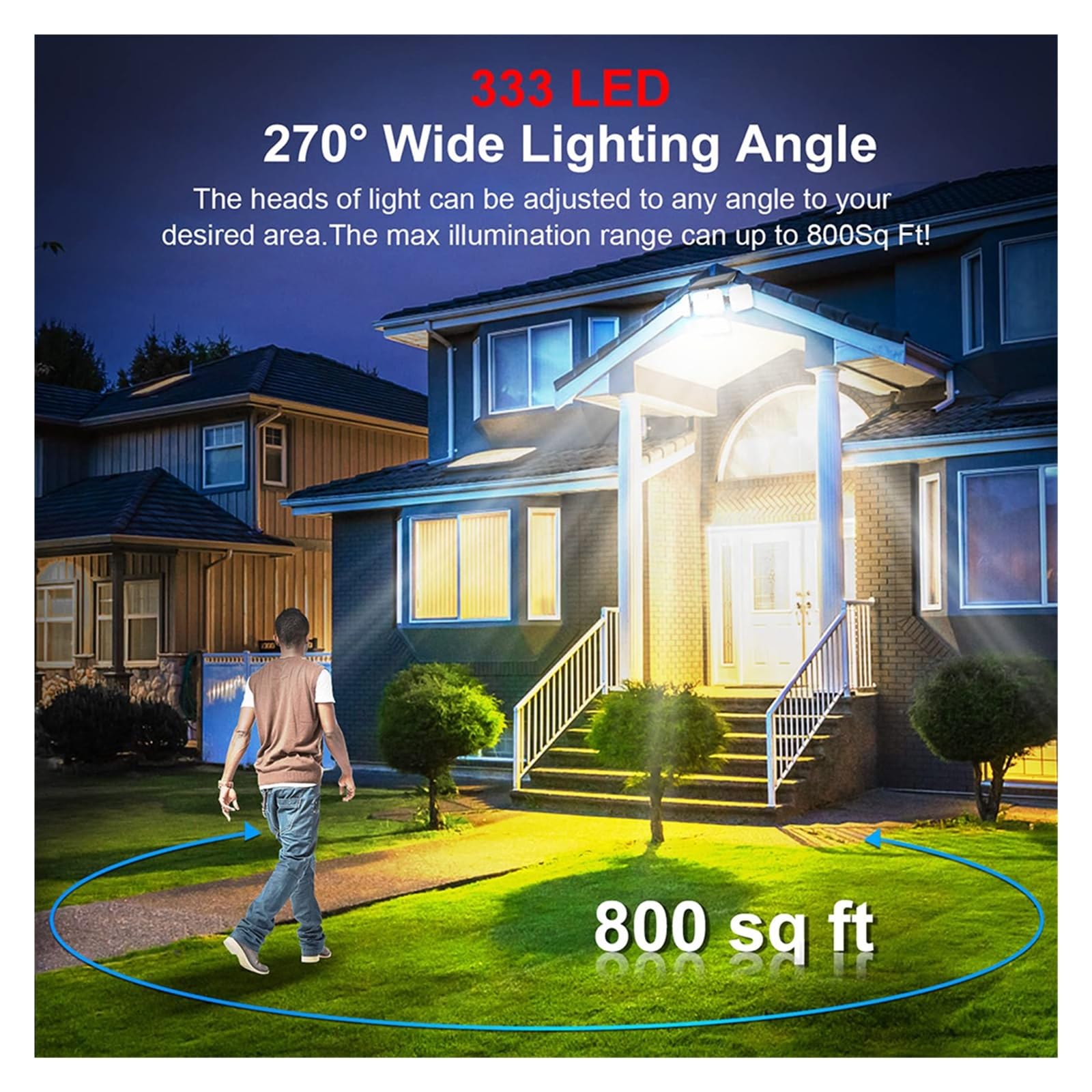 Focos solares LED 333 Luces Solares LED Sensor De Movimiento Al Aire Libre Inducción Humana Cabeza Ajustable IP65 Lámpara De Pared De Energía Solar Impermeable For El Jardín Del Hogar El ahorro de ene