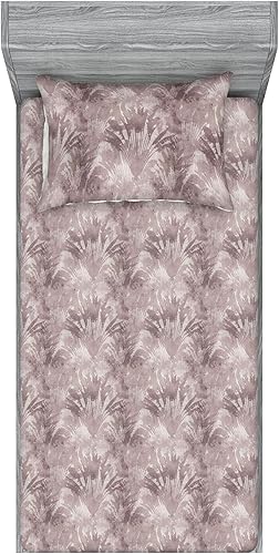 Miniatura 4 de Ambesonne Geometric Fitted Sheet & Pillow Sham Set, Minimalist Vibe Retro Pattern of Waves and Circles Scandinavian, Decorative Printed 3 Piece Pale