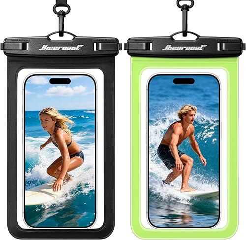 Miniatura 24 de Hiearcool Bolsa impermeable para teléfono, funda impermeable para iPhone, bolsa seca impermeable para teléfono celular, para cruceros, viajes