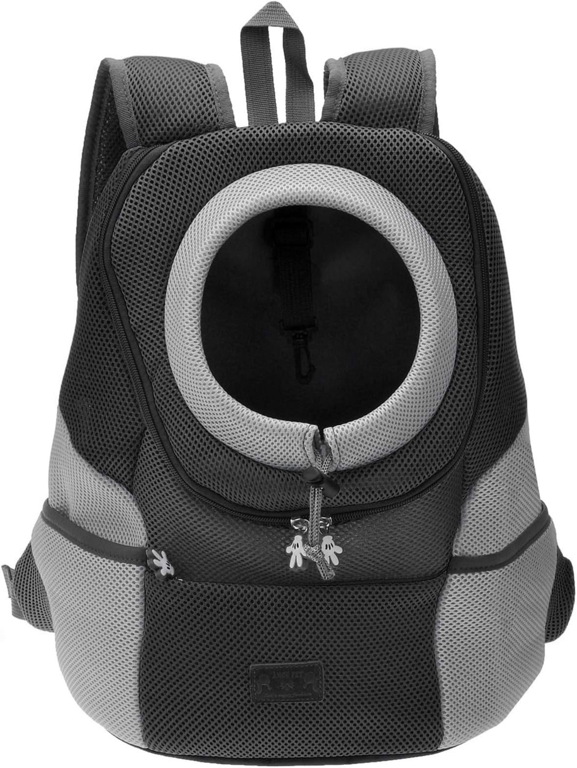 Mogoko Airline Approved Cat Dog Backpack, Pet Carrier Front Bag with Breathable Head Out Design and Double Mesh Padded Shoulder for Outdoor Travel Hiking (XL, Black)