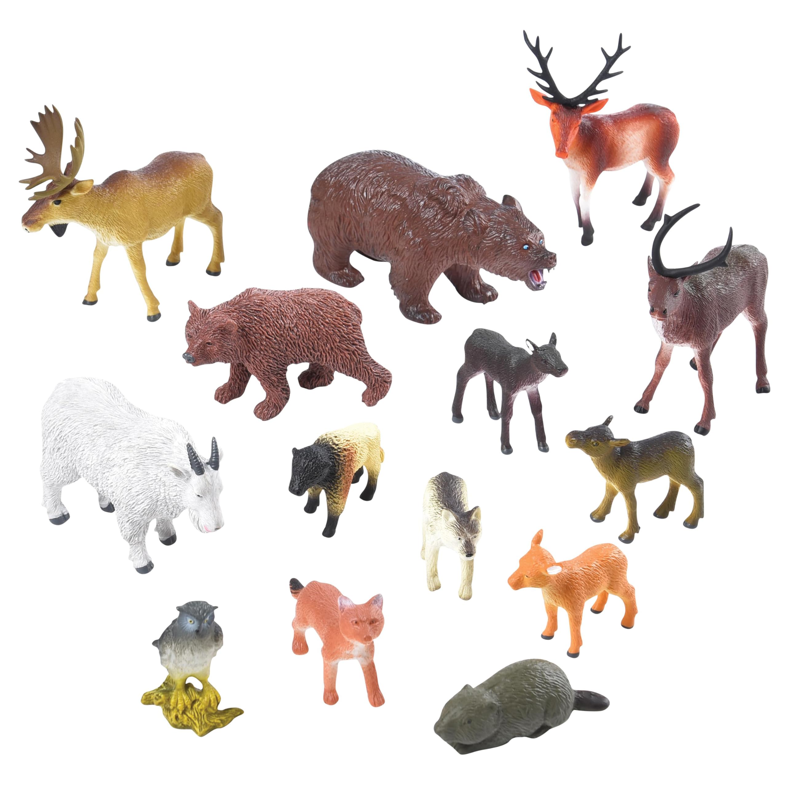 Constructive Playthings TOM-64 Vinyl Forest Animal Play Set, Figurine Animal Collection, Set of 4 Animals