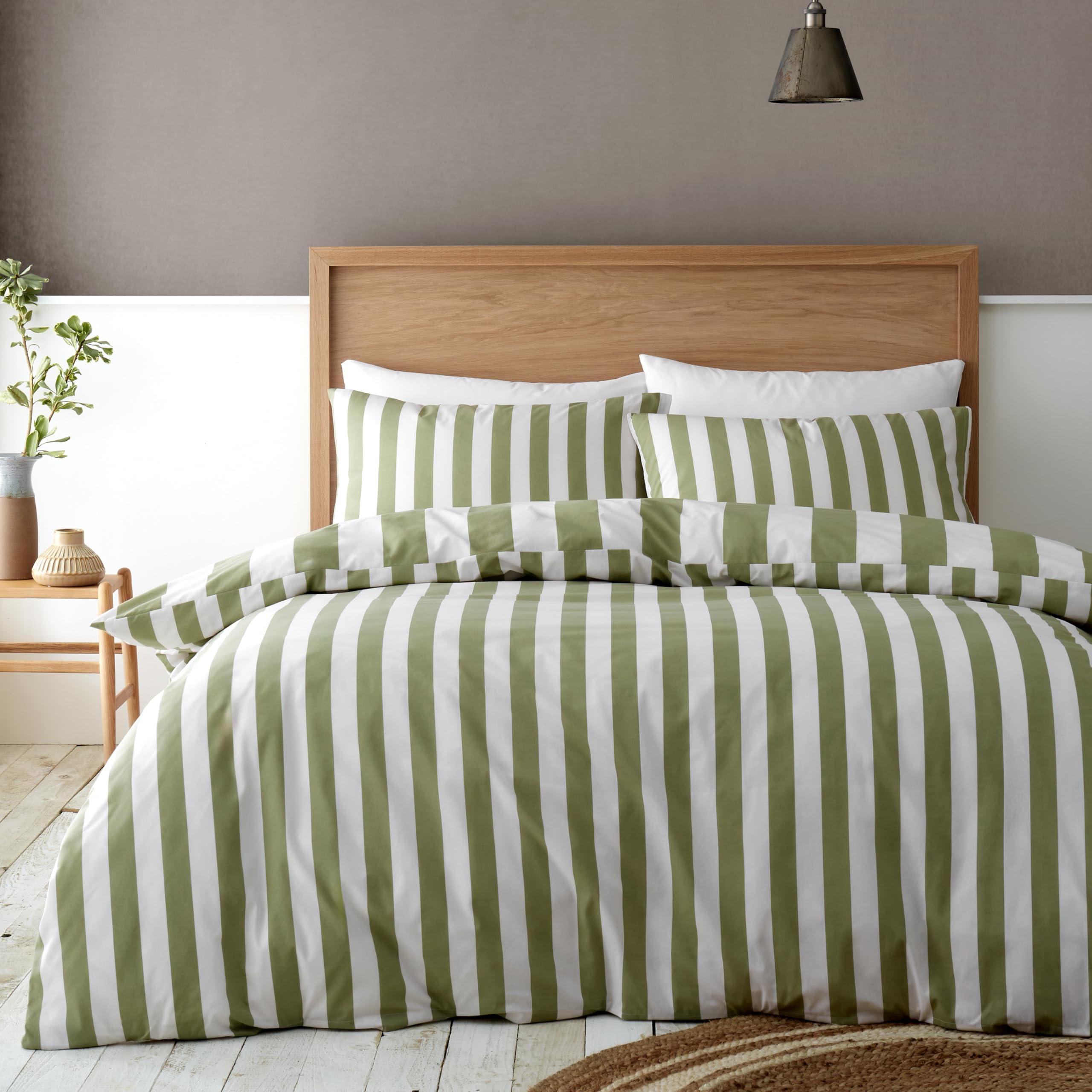 MOONLIGHT20015 Set di biancheria da letto super king-size, reversibile, a righe, in raso, con 2 federe, morbido, ipoallergenico, copripiumino (ruggine 260 x 220 cm