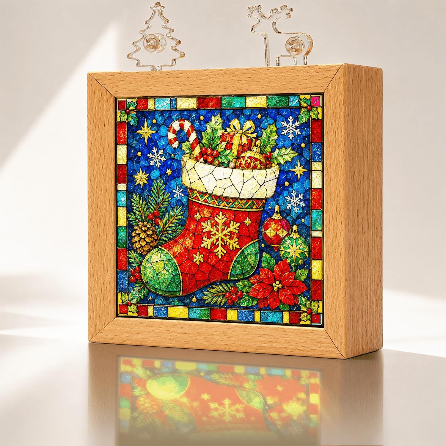 Acrylic Puzzle Night Light, DIY Jigsaw Lamp, 4.3in, Christmas Wish