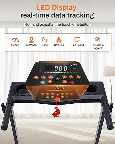 Miniatura 2 de Cinta de correr con inclinación, 3.0 HP Cintas de correr pequeñas para el hogar con capacidad de 300 LBS, caminadora con almohadilla de inclinación