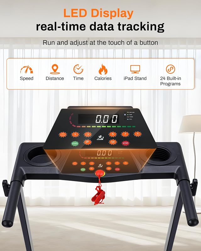 Treadmill for Home, 3.0 HP Walking Pad, 300 LBS Weight, 24 Programs image 2