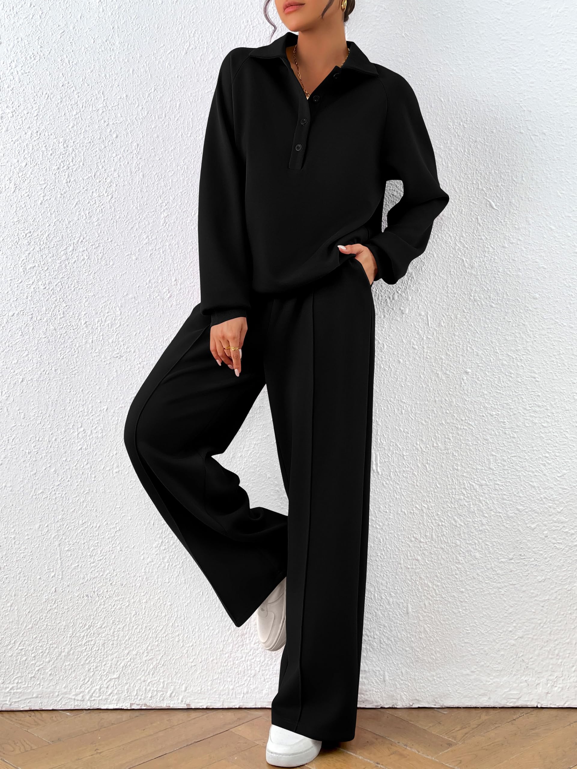 PRETTYGARDEN Damen Pc035 Sweatsuit mit Knöpfen