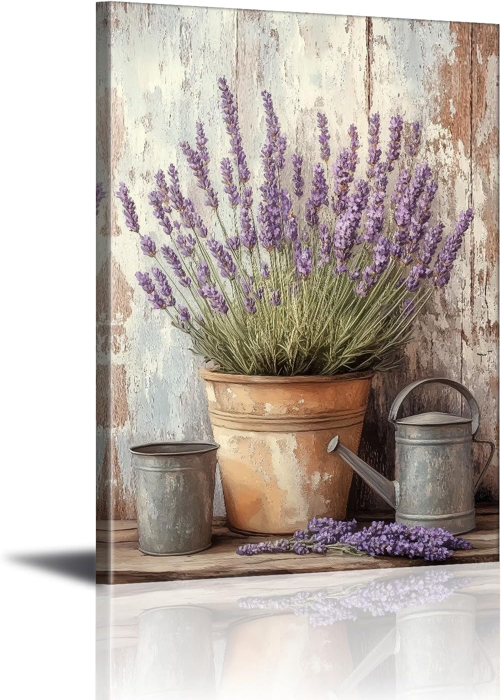 PLIDAAYO Vintage Lavender Wall Art Purple Flower Canvas Print Bathroom Picture Rustic Flower Poster Country Painting Botanical Artwork for Living Room Bedroom Kitchen Home Decor(Flo-03,12"x18")