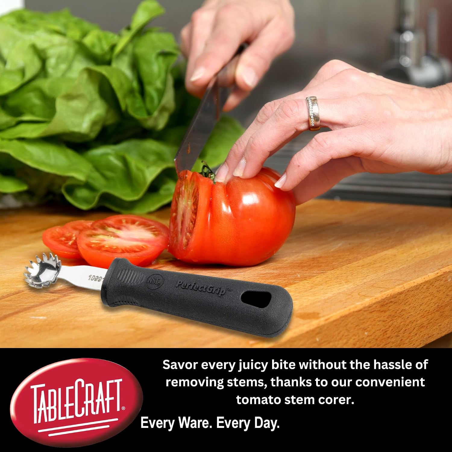 TableCraft 10991 PerfectGrip Tomato Stem Corer, 1.125" x 1" x 6.375", Stainless Steel (420) (Replaces E5607)