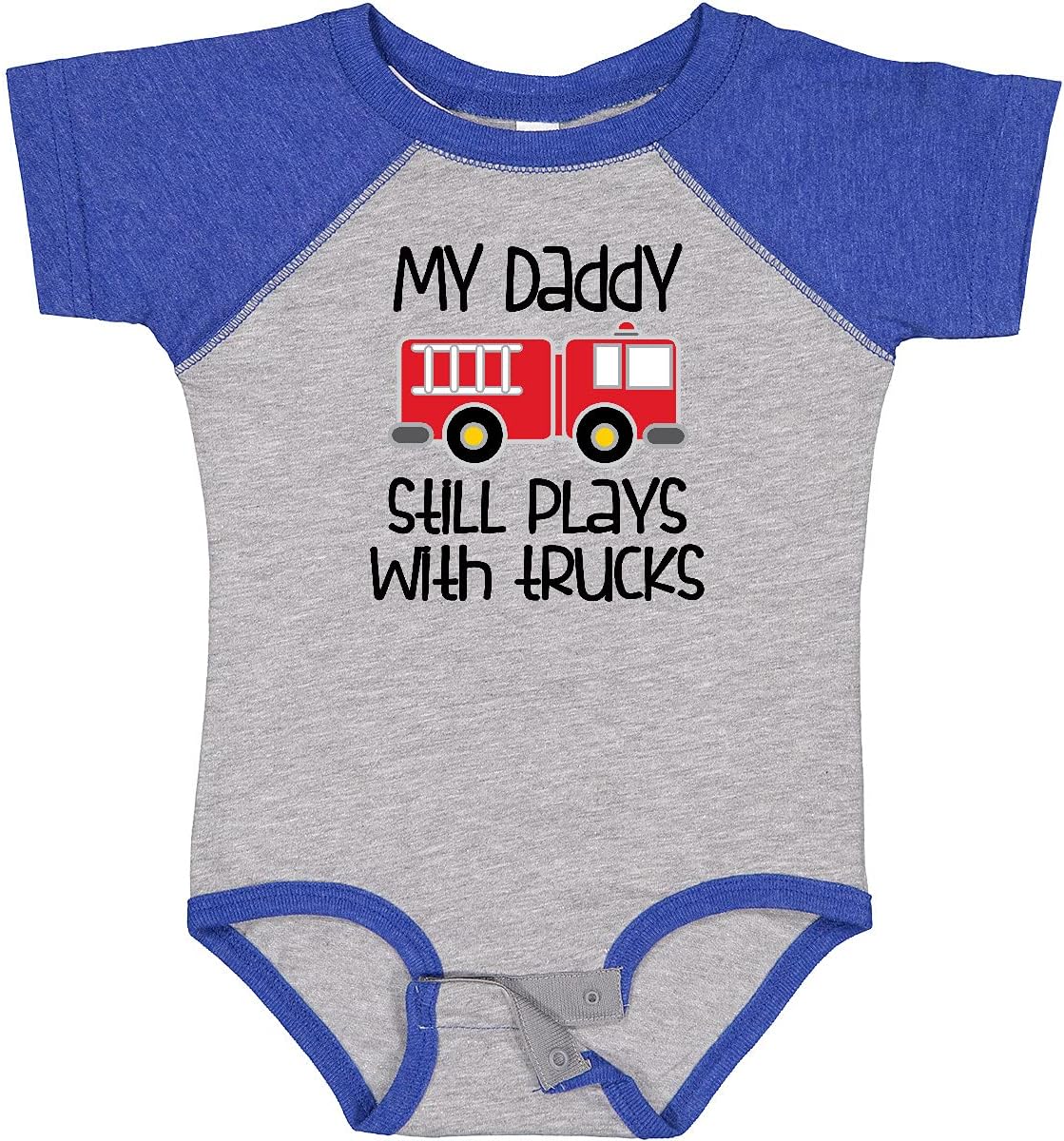 inktastic Firefighter Daddy Plays with Trucks Baby Bodysuit