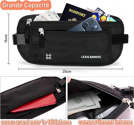 Banane Voyage Antivol Avec Protection RFID, Pochette Secrète Ceinture