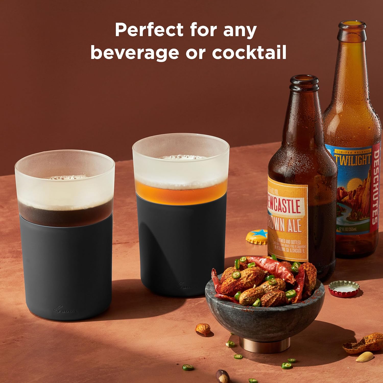 Rabbit Freezable Beer Glasses, 2 Count (Pack of 1), Black - Image 6