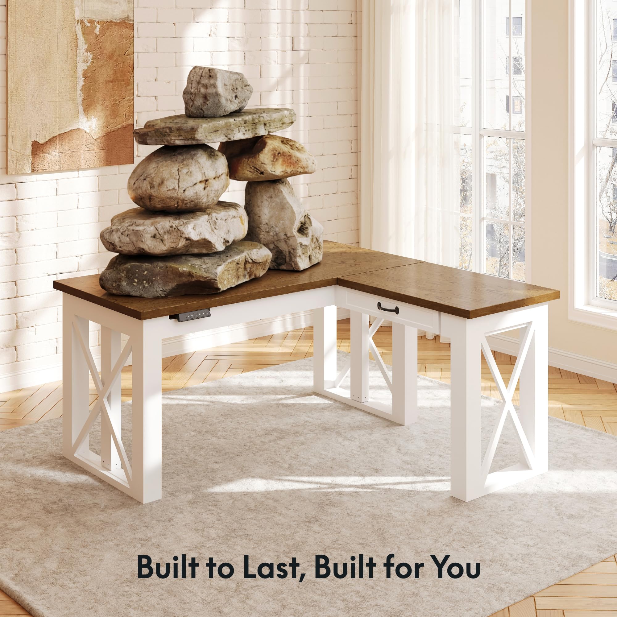 FLEXISPOT L-Shaped Standing Desk with Drawer 55x48 Sit Stand Executive Table Height Adjustable Corner Desk for Home Office — view 8