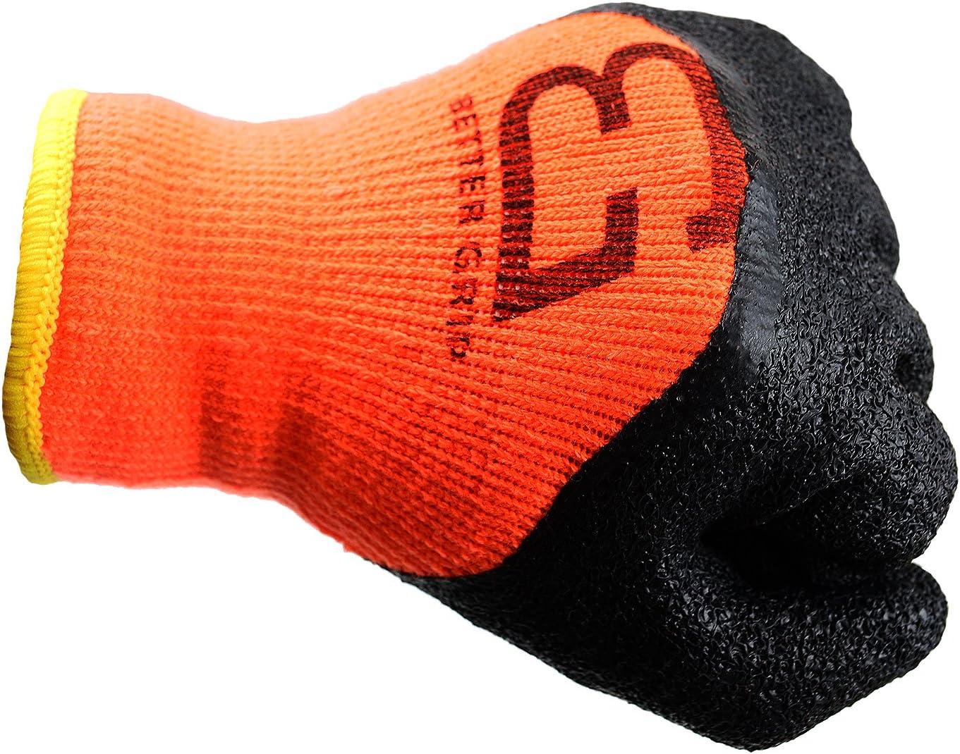 BGWLAC3/4 Safety Winter Insulated Crinkle Finished 3/4 Latex Coated Work Gloves, 3 Pairs/Pack (Extra Large, Hi-Vis Orange)
