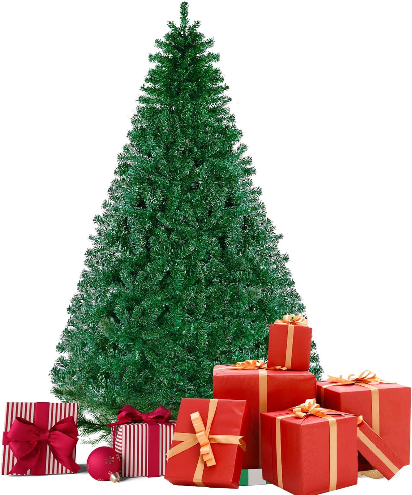 OMIRA 180CM Christmas Tree with 800 Tips for Fullness, Artificial Canadian Fir Full Bodied Green Christmas Tree,6ft with Metal Stand, Lightweight and Easy to Assemble