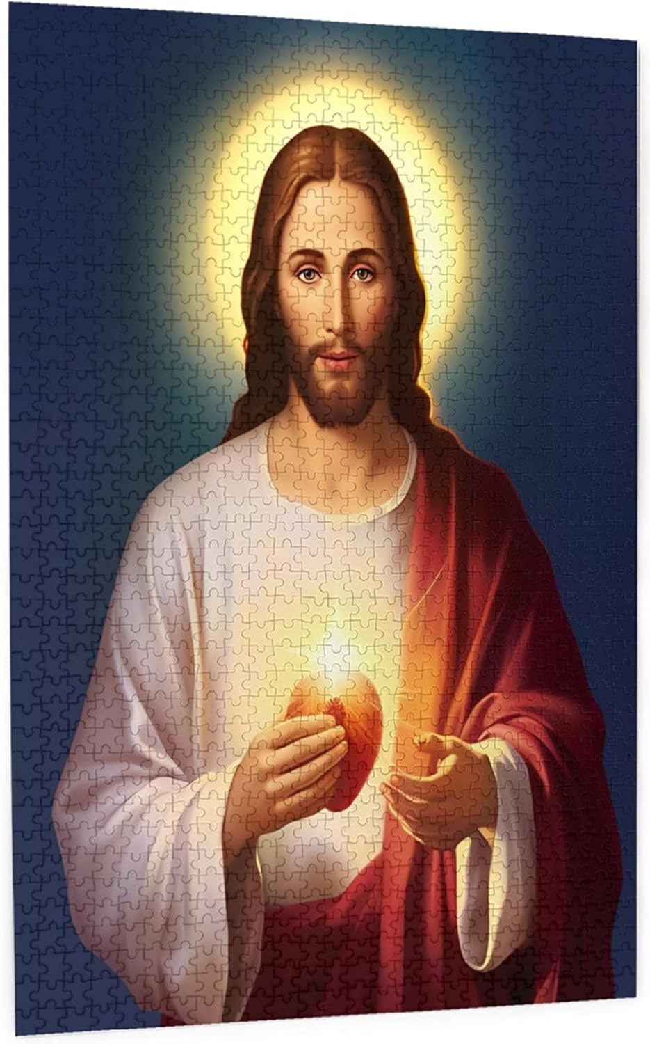 Puzzles for Adults 1000 Pieces Jigsaw Puzzles Catholic Jesus Sacred Heart Formation Wooden DIY Families Toys Gift for Modern Home Decoration 29.5 x 19.6 in
