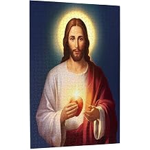 Puzzles for Adults 1000 Pieces Jigsaw Puzzles Catholic Jesus Sacred Heart Formation Wooden DIY Families Toys Gift for Modern Home Decoration 29.5 x 19.6 in