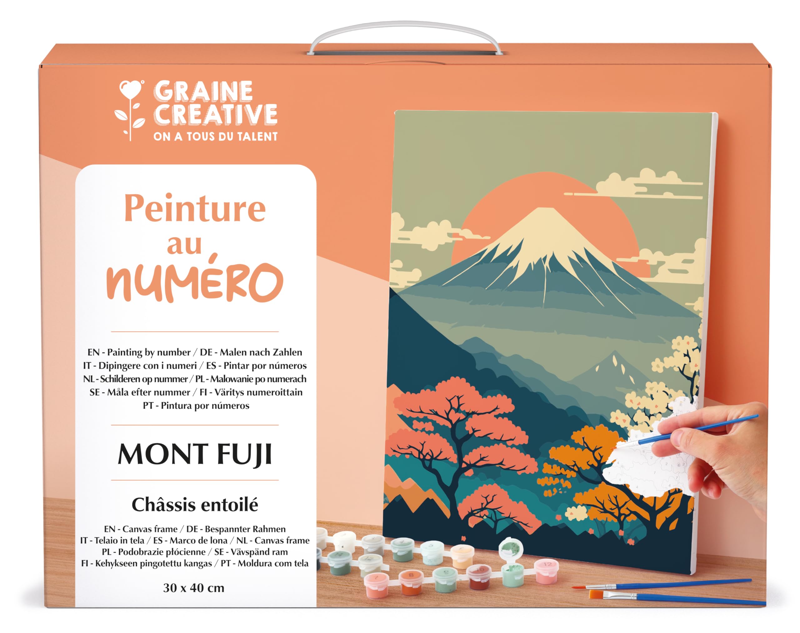 Graine Creative Peinture par Numéro Adulte Mont Fuji, Toile 30x40 cm