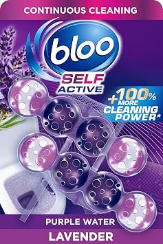 Bloo Self Active Duo Lavender Toilet Rim Block. Hanging Toilet Rim Block with 100% More Cleaning Power*