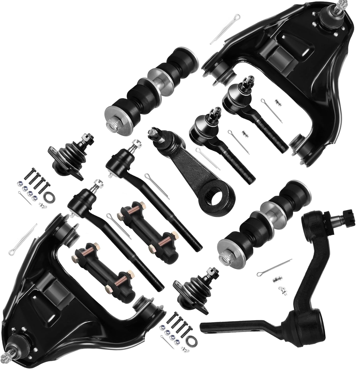 14pc Set 4WD Suspension Kit Upper Control Arm Inner Outer Tie Rod Adjusting Sleeve Sway Bar Link Lower Ball Joint Replacement for Chevy S10 Blazer for GMC Jimmy Sonoma