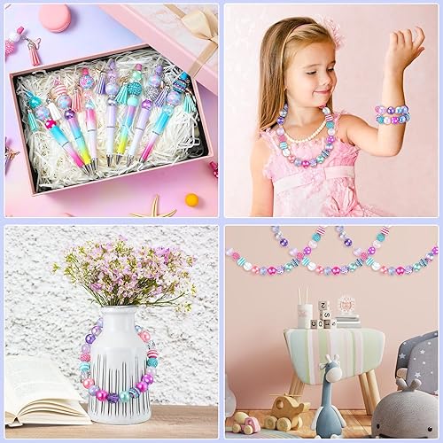 Miniatura 6 de Riceshoot Juego de 100 cuentas de goma de mascar de sirena de 0.787 pulgadas (0.787 in), cuentas gruesas de colores, perlas grandes, cuentas