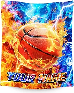 Basketball Blanket - Custom Gifts for Boys - Flannel Soft Throws for Basketball Player 4 Sizes