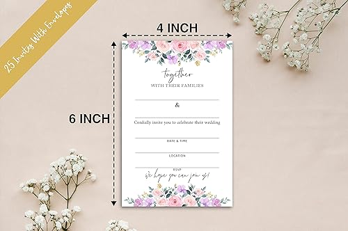 Miniatura 2 de 001TOGETHER - Tarjetas de invitación de boda con sobres, relleno floral rosa rubor en las tarjetas de invitación para despedida de soltera en