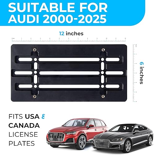 Miniatura 2 de Soporte de placa de parachoques delantero para Audi 2000-2025, juego de soportes de placa con 6 tornillos únicos y kit de llave, kit de montaje de