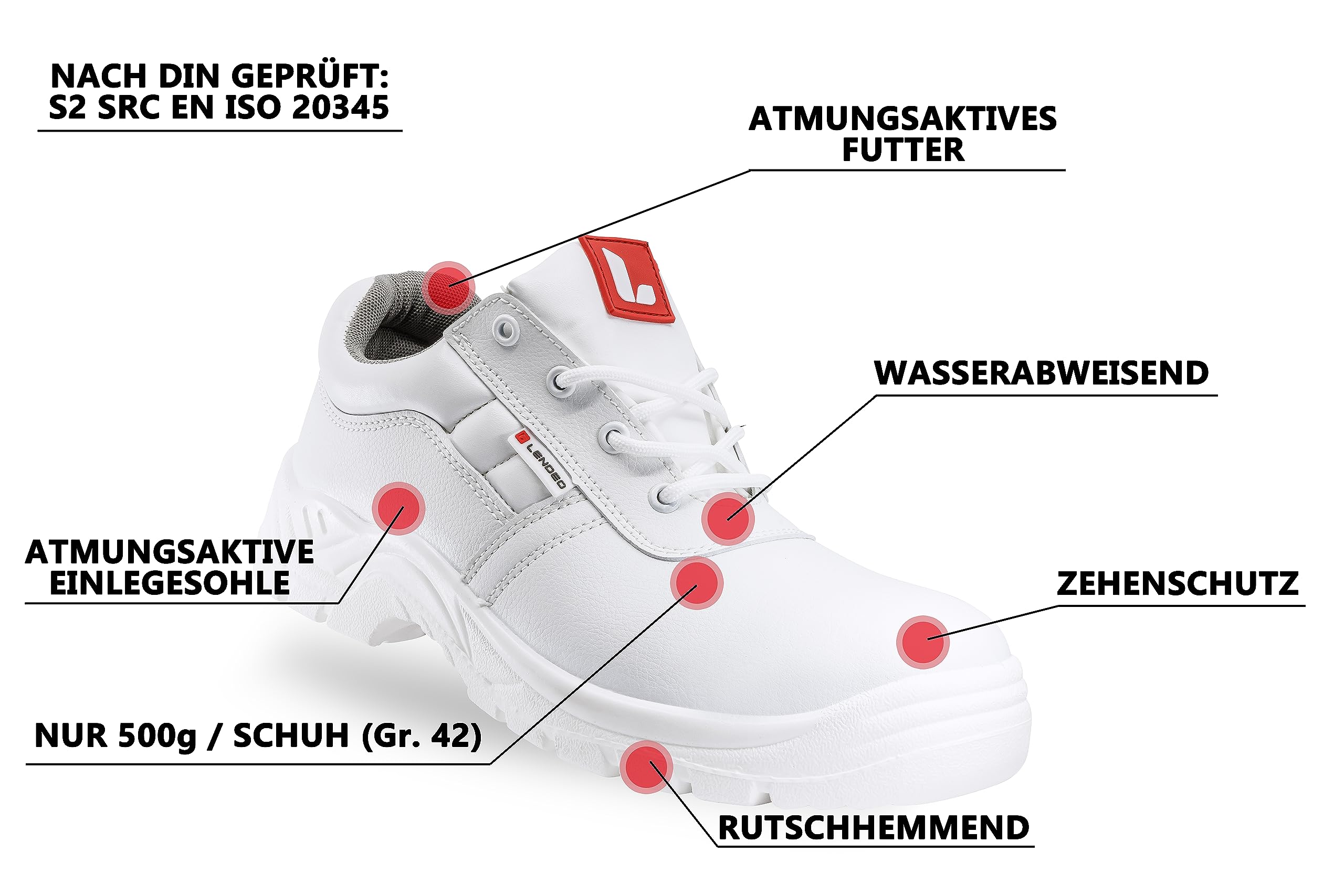 Twist S2 flach weiß Sicherheitsschuhe Arbeitsschuhe Kochschuhe