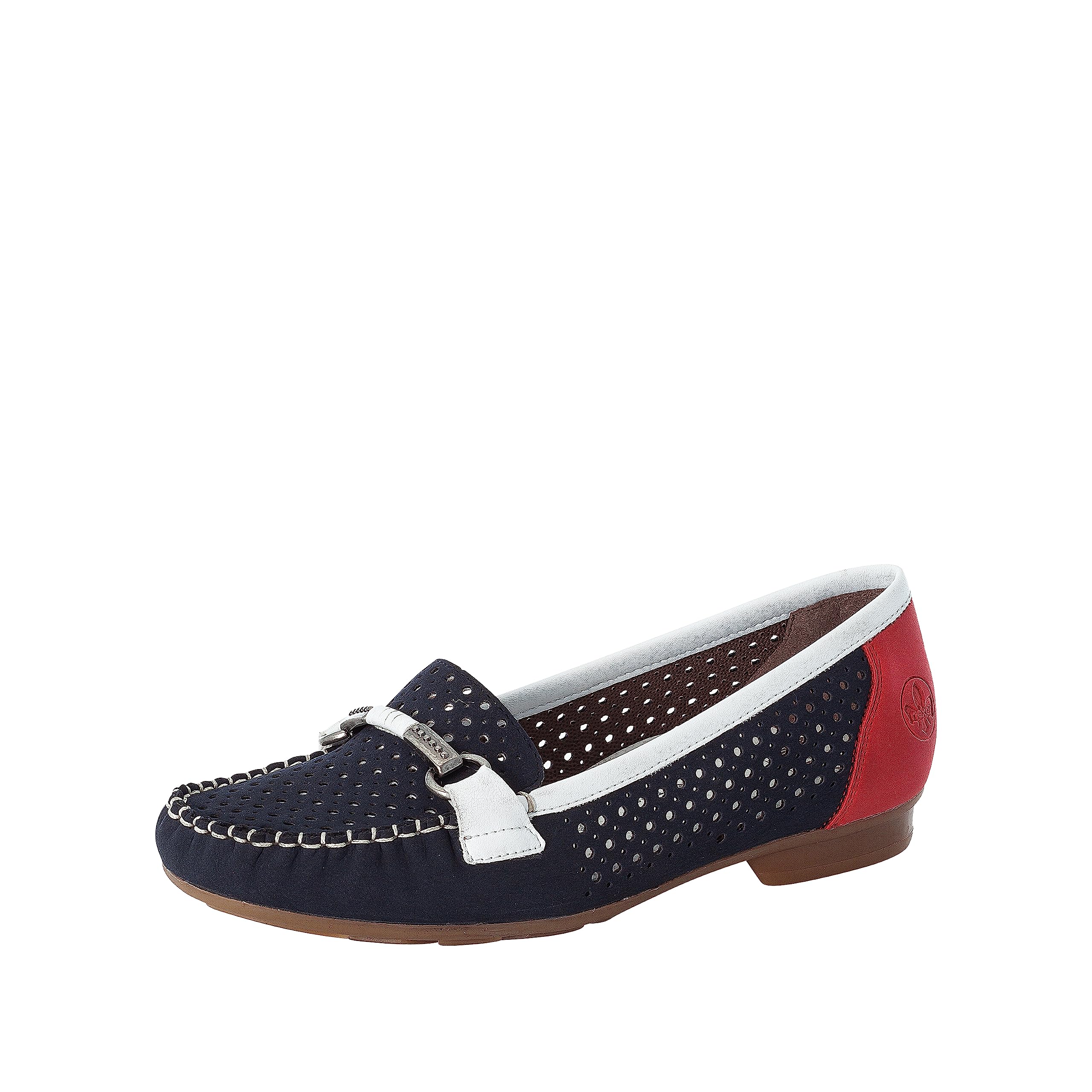 Rieker 40065-14 Women’s Loafer, Blue Kombi/14, 7.5 UK
