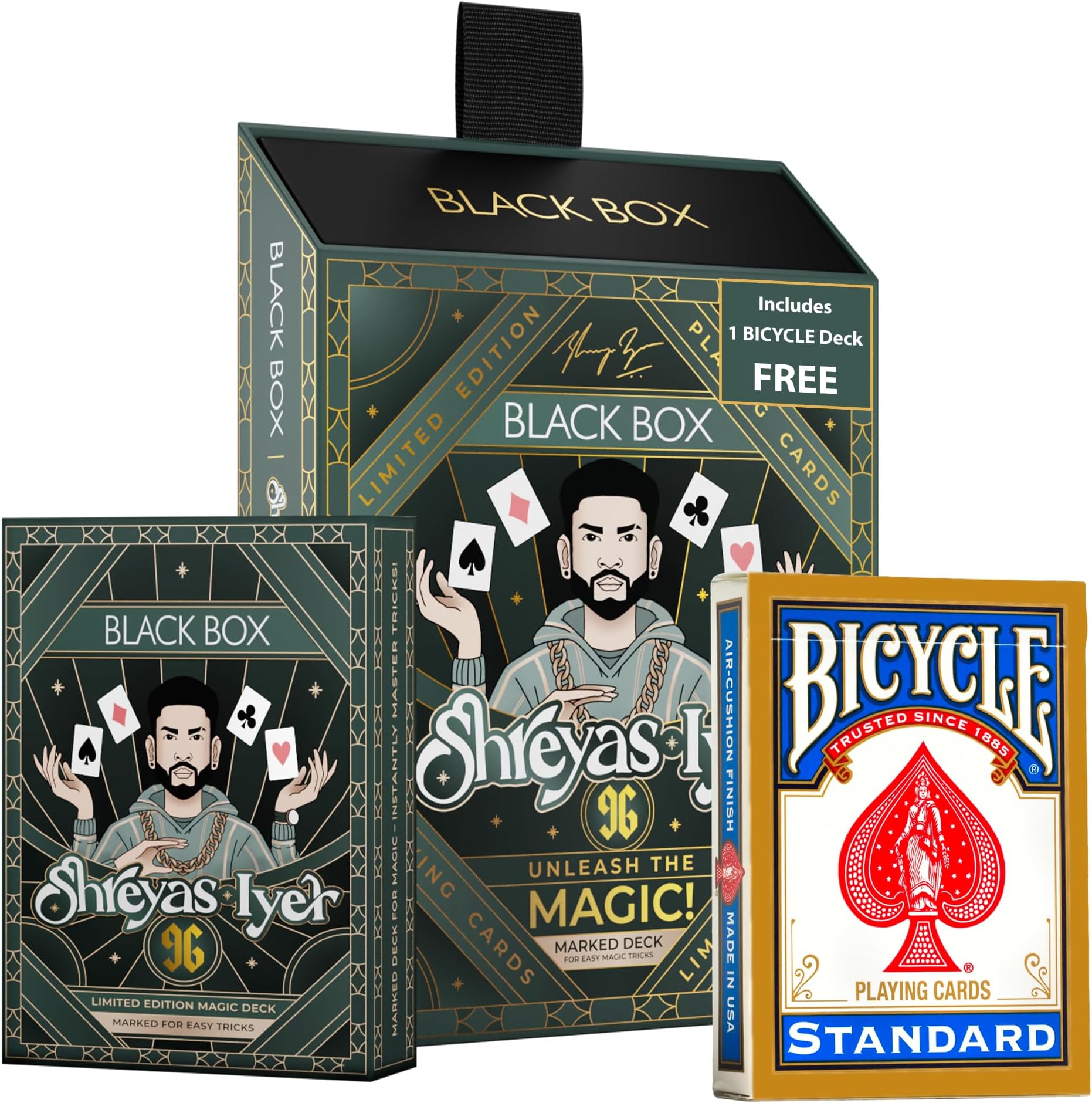 Limited Edition Black Box X Shreyas Iyer Playing Cards Educational Board Game Marked Deck for Magic, Poker & Cardistry, for Adult