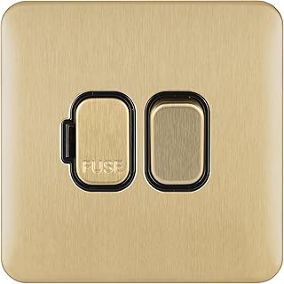 Schneider Electric Lisse Screwless Deco - Switched Single Fused Connection Unit, 13A, Double Pole, GGBL5010BSB, Satin Brass with Black Insert