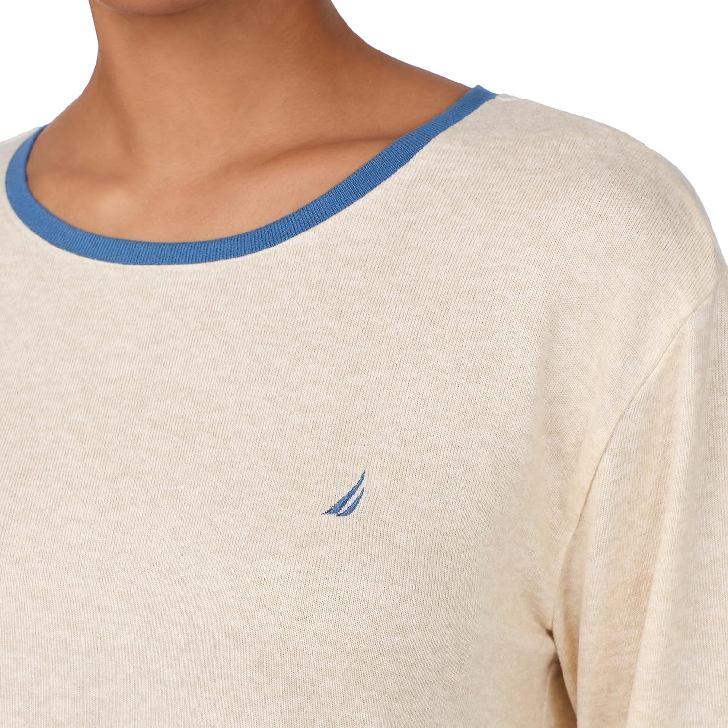 Nautica Womens Long Sleeve Crewneck Pajama Top - Lightweight, Soft and Cozy PJ Shirt - Sweater Knit Sleepwear & Loungewear - Image 5